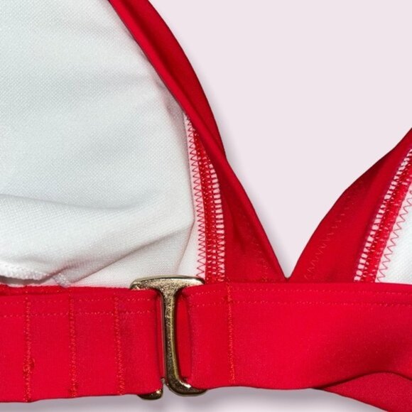 Hollister Bikini Top White Red Swimsuit Womens Size Medium - Picture 4 of 6